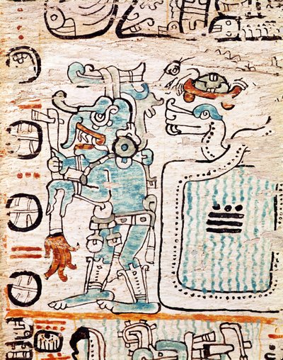 Detail from a Mayan Codex by Pre Columbian